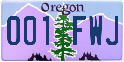 OR license plate 001FWJ