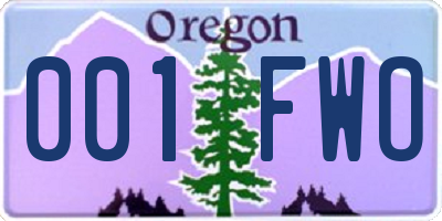 OR license plate 001FWO