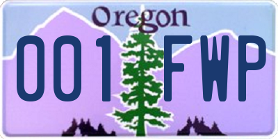 OR license plate 001FWP