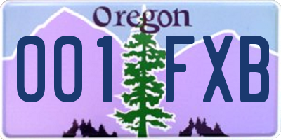 OR license plate 001FXB