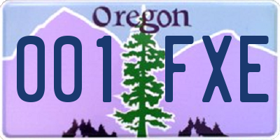 OR license plate 001FXE