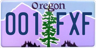 OR license plate 001FXF