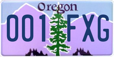 OR license plate 001FXG