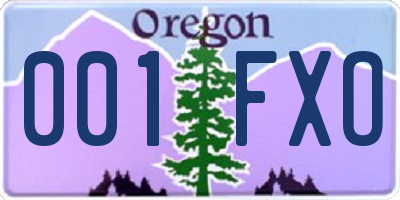 OR license plate 001FXO