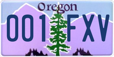 OR license plate 001FXV