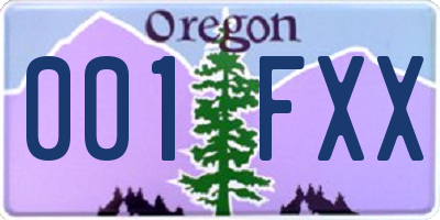 OR license plate 001FXX