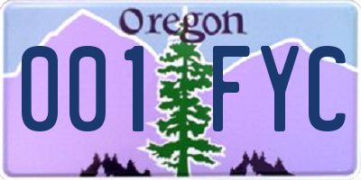 OR license plate 001FYC