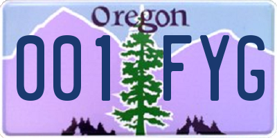 OR license plate 001FYG