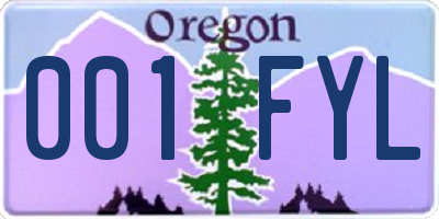 OR license plate 001FYL