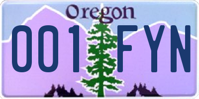 OR license plate 001FYN