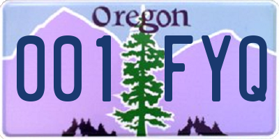 OR license plate 001FYQ