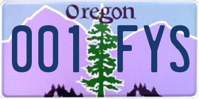 OR license plate 001FYS