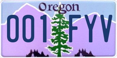 OR license plate 001FYV