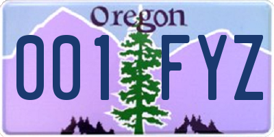 OR license plate 001FYZ