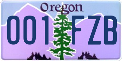 OR license plate 001FZB