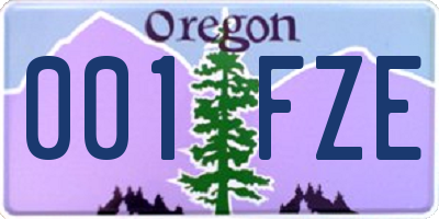 OR license plate 001FZE