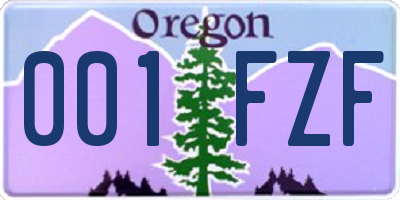 OR license plate 001FZF