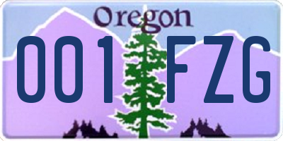 OR license plate 001FZG