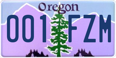 OR license plate 001FZM