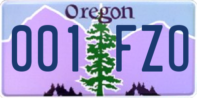 OR license plate 001FZO