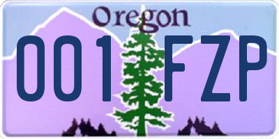 OR license plate 001FZP