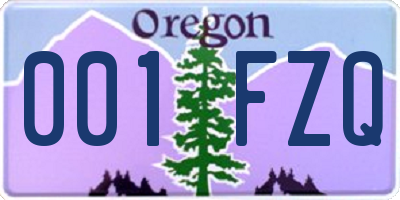 OR license plate 001FZQ