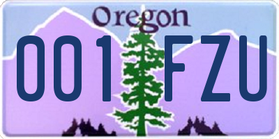 OR license plate 001FZU