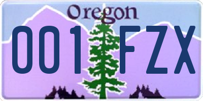 OR license plate 001FZX