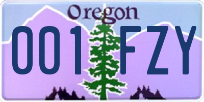 OR license plate 001FZY