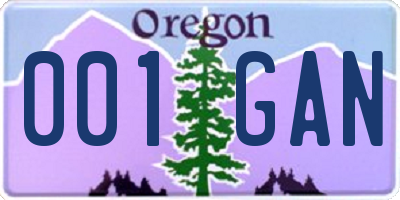 OR license plate 001GAN