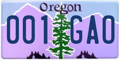 OR license plate 001GAO