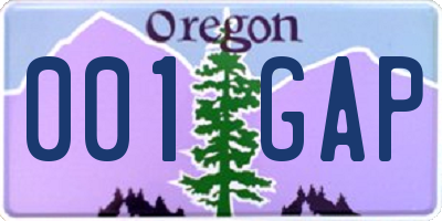 OR license plate 001GAP