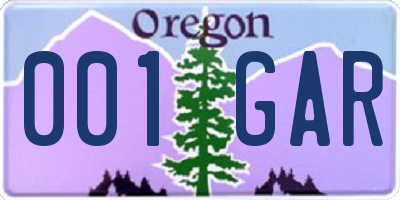 OR license plate 001GAR