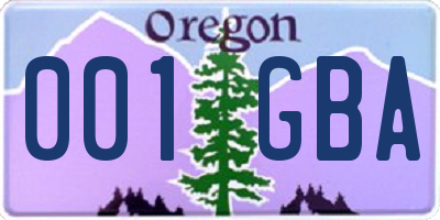 OR license plate 001GBA