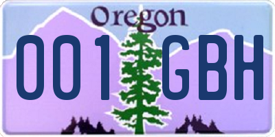 OR license plate 001GBH