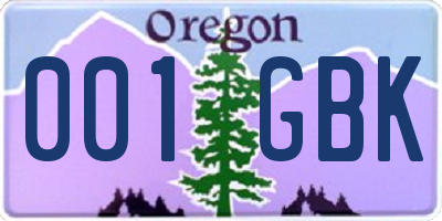 OR license plate 001GBK