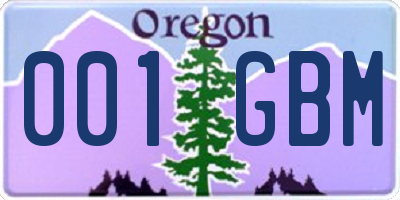 OR license plate 001GBM