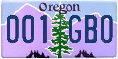 OR license plate 001GBO