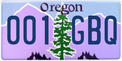 OR license plate 001GBQ