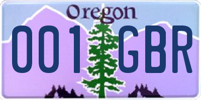 OR license plate 001GBR