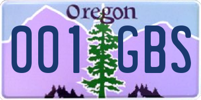 OR license plate 001GBS