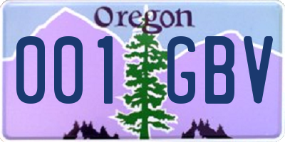 OR license plate 001GBV