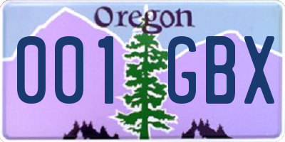 OR license plate 001GBX