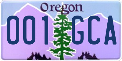 OR license plate 001GCA