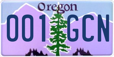 OR license plate 001GCN