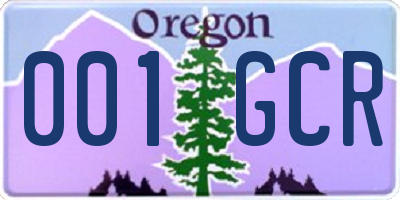 OR license plate 001GCR