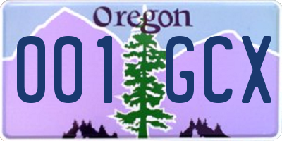 OR license plate 001GCX