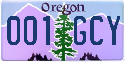 OR license plate 001GCY