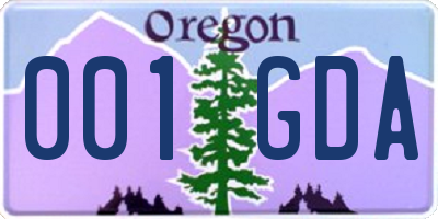 OR license plate 001GDA