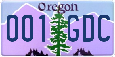 OR license plate 001GDC